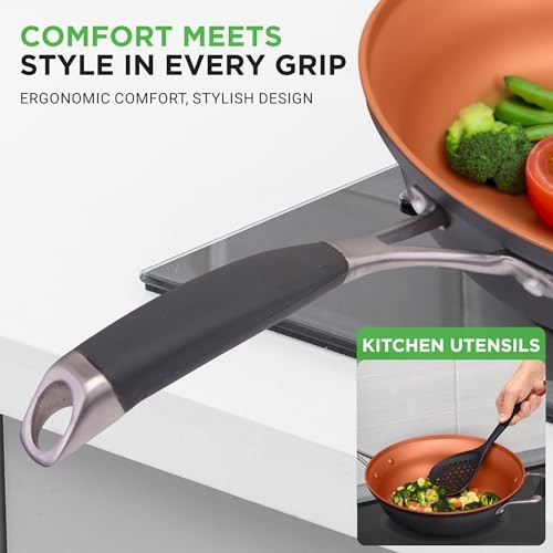 NutriChef 14 Piece Copper Nonstick Cookware Set