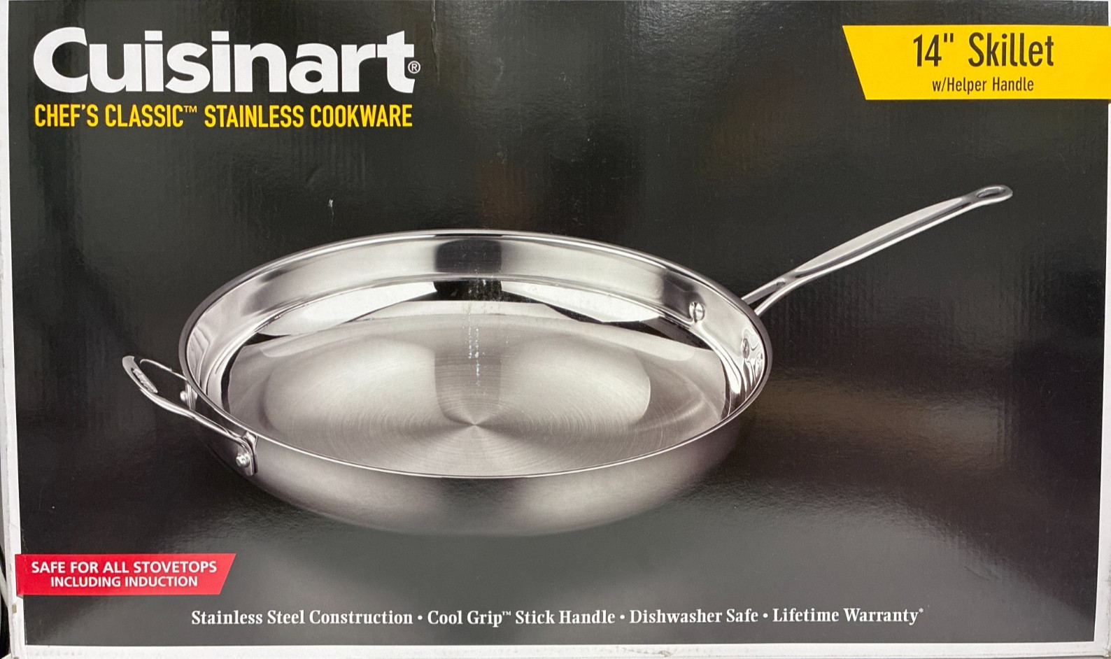 Cuisinart 722-36H Chef’s Classic 14-Inch Helper Handle Skillet, Stainless Steel