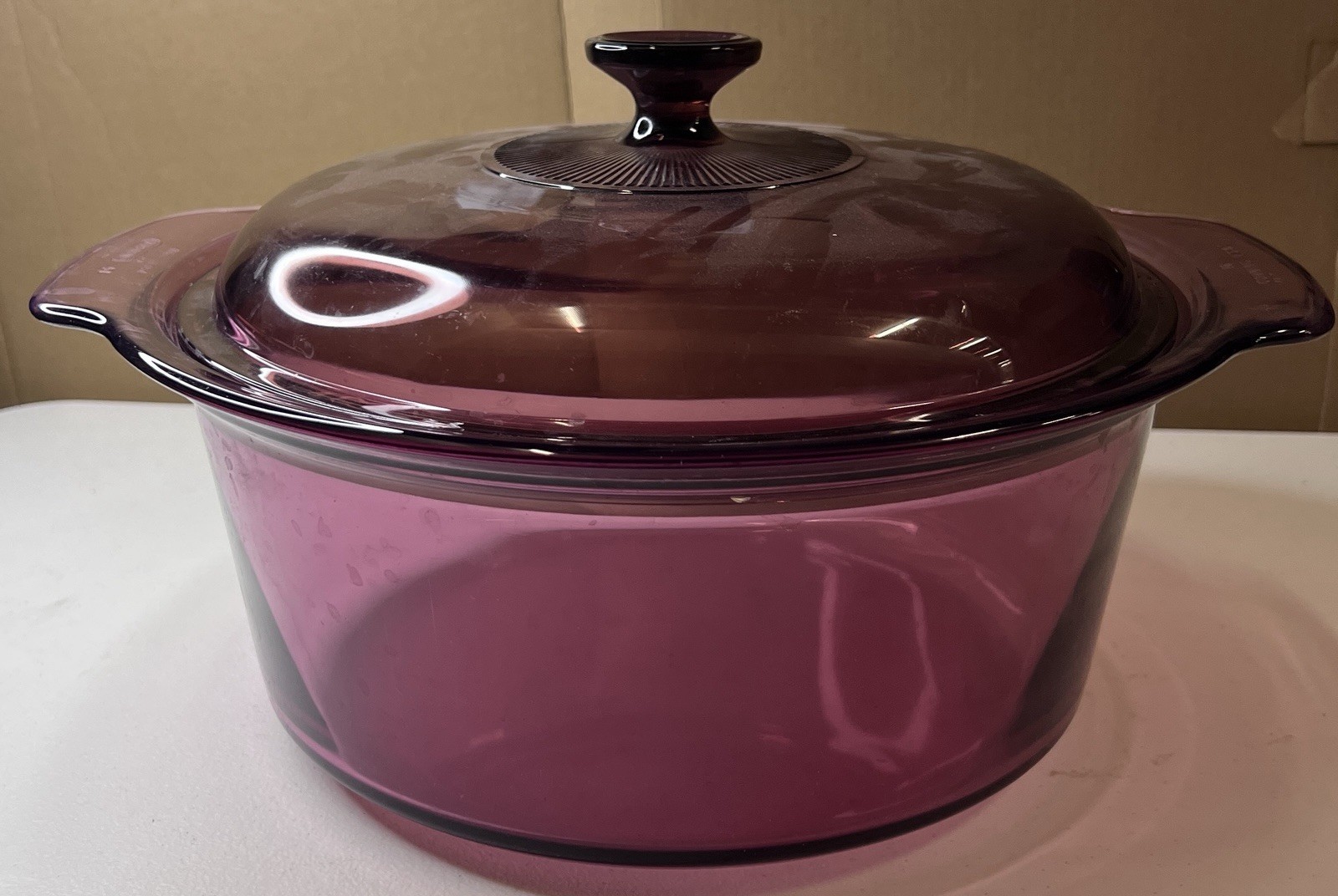 Pyrex Corelle Visions Cranberry 5L Dutch Oven w Lid Uncoated Glass Bottom