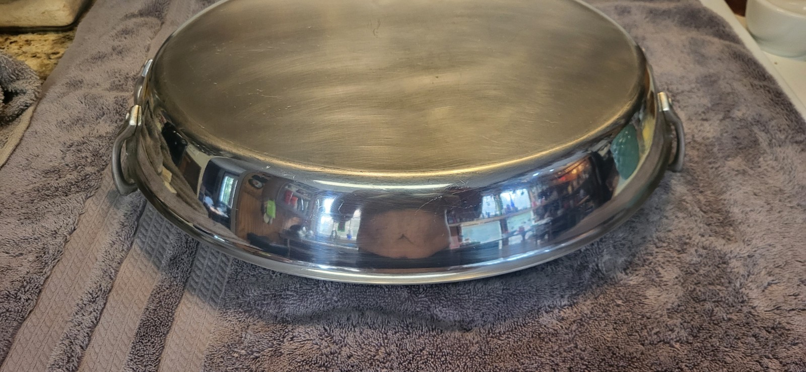 All-Clad Stainless Steel Round Saute Pan 13 in Double Handle Silver
