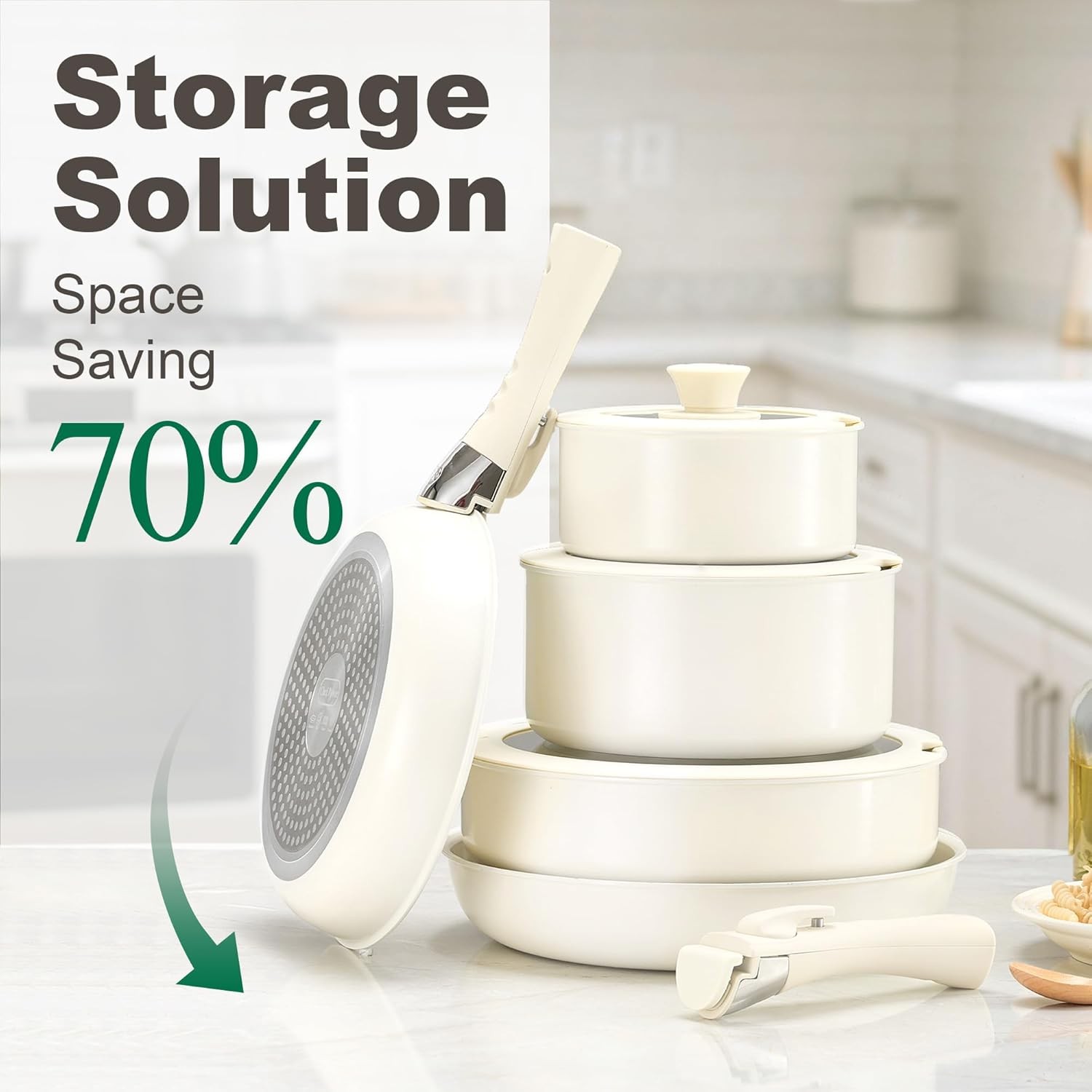 Chef Power ceramic cookware set, non-toxic and harmless, with detachable handles