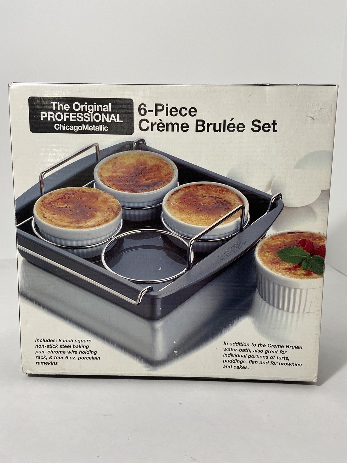 THE ORIGINAL PROFESSIONAL CHICAGO METALLIC 6 PIECE CREME BRULLE SET NEW IN BOX!