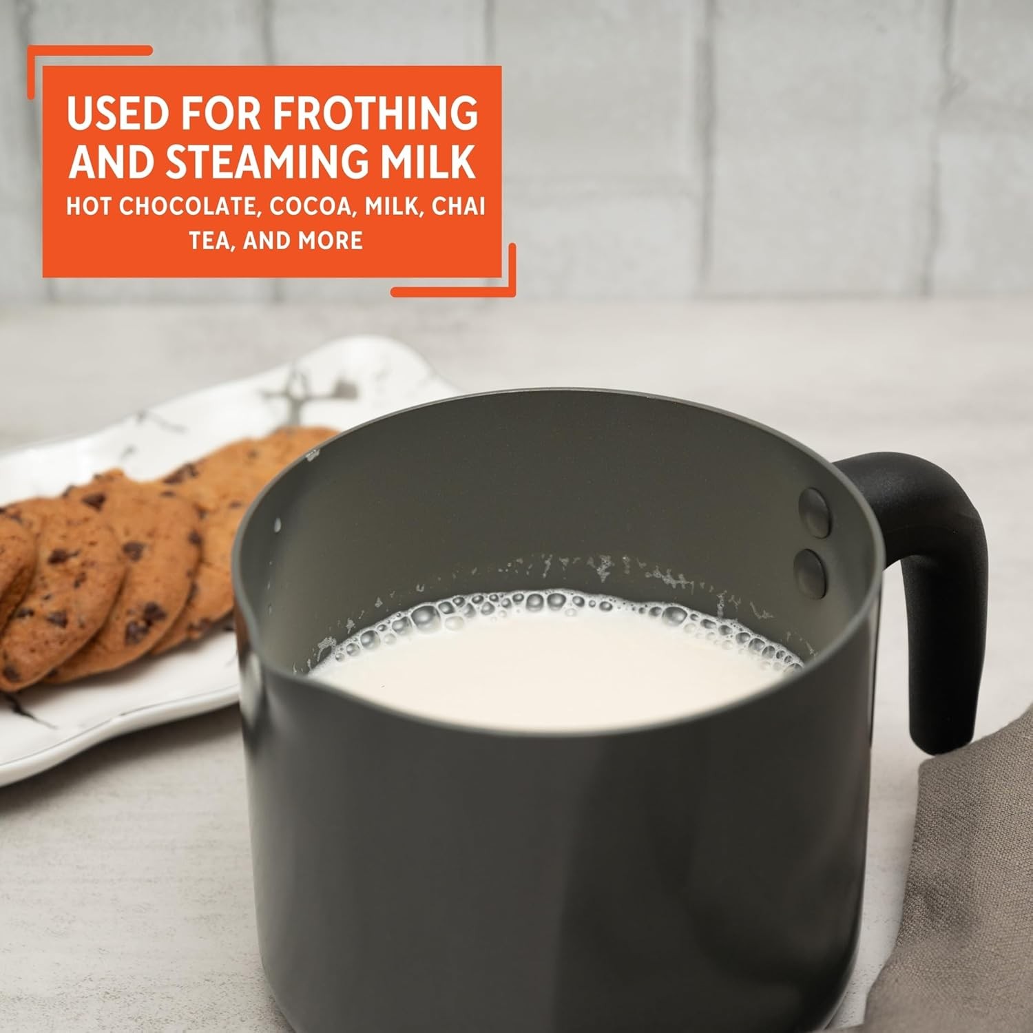 1.3 Qt Ceramic NonStick Milk Pot with Pour Spout – PFAS Free Aluminum Saucepan