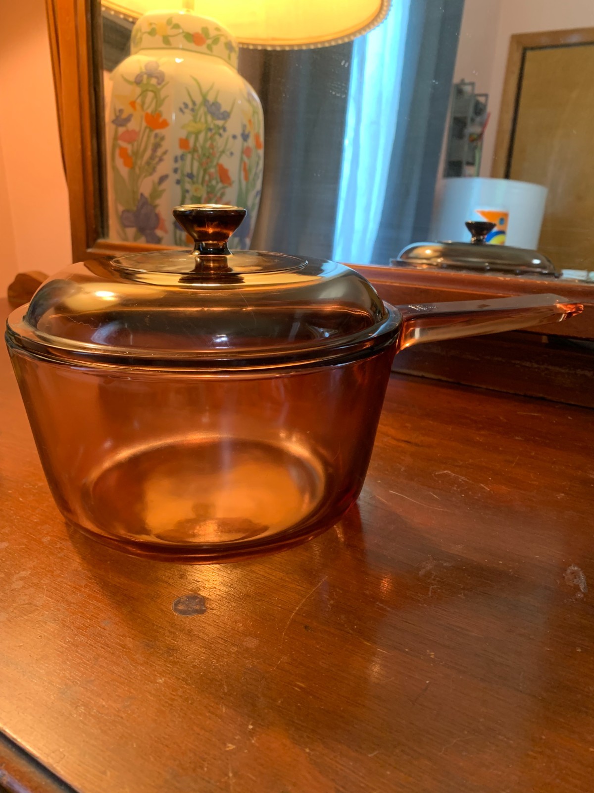 Vision Corningware 1.5 L Sauce Pan in Amber Glass with Lid USA