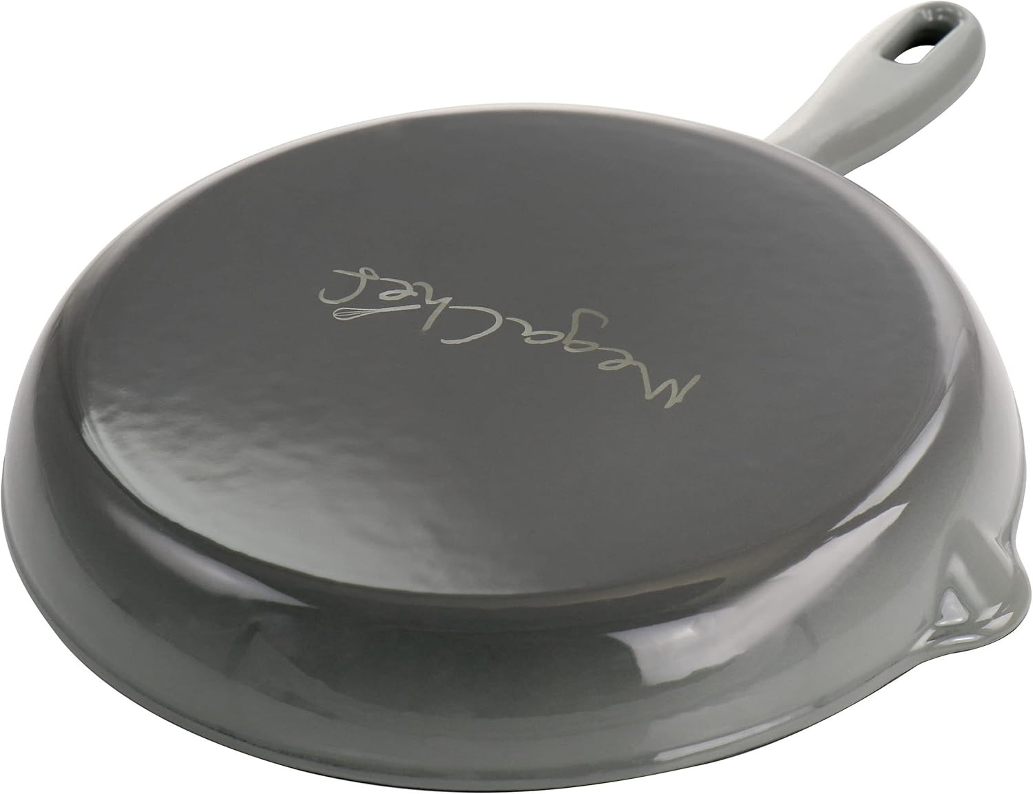 round 10.25 Inch Enameled Cast Iron Skillet in Gray