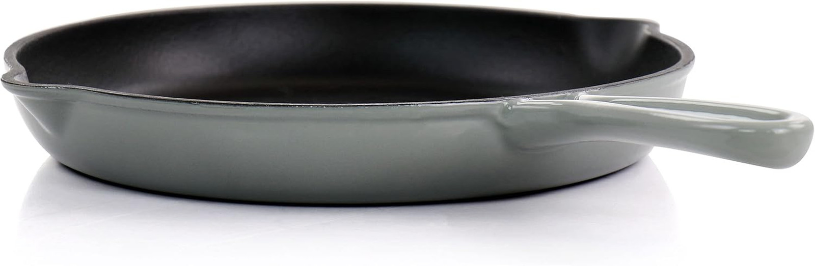 round 10.25 Inch Enameled Cast Iron Skillet in Gray