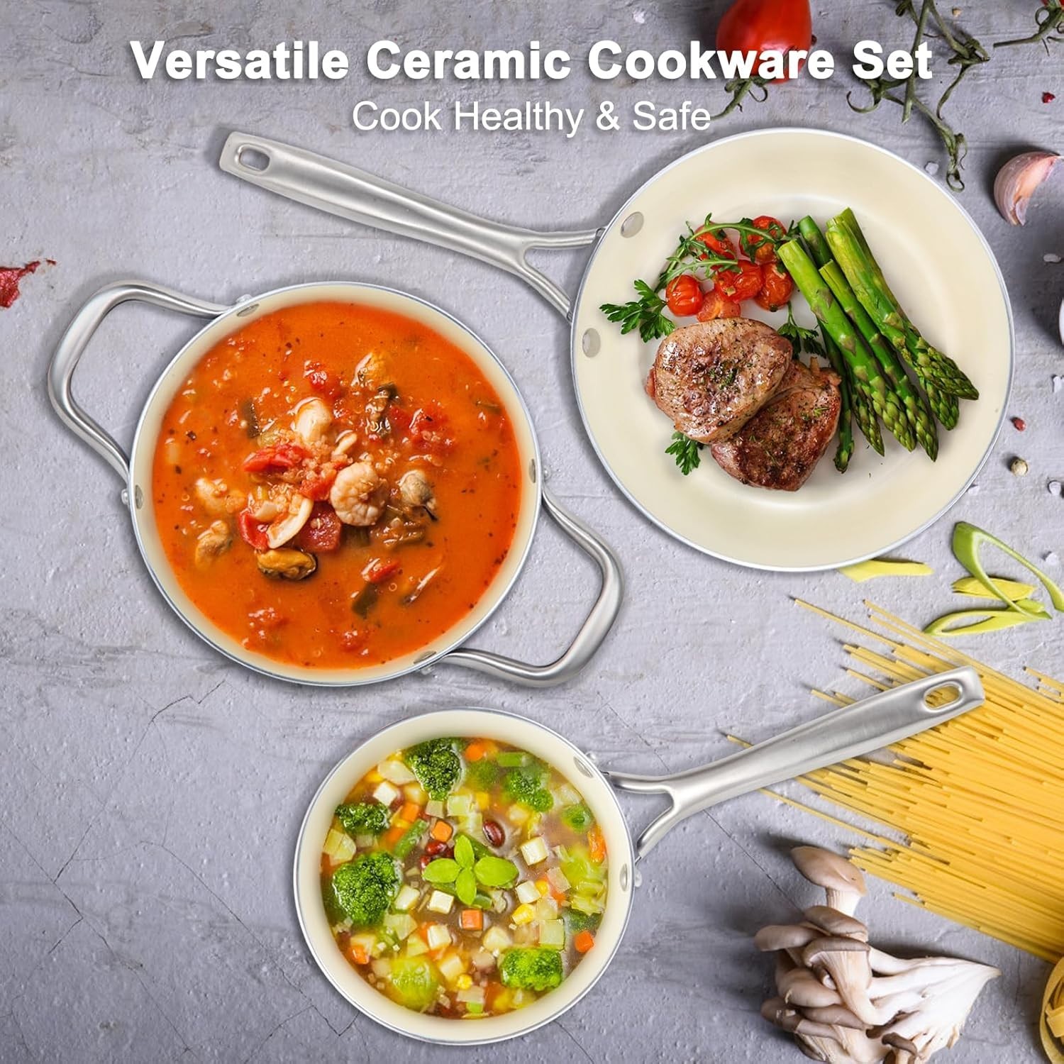 Induction Compatible 7-Piece Nonstick Cookware Set – Safe, Stylish & Functional