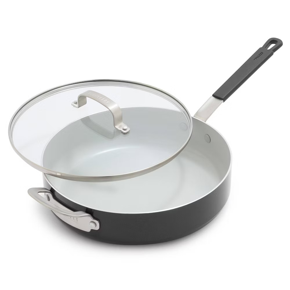 Bobby Flay Ceramic Nonstick Aluminum Saute Pan with Lid Oxford
