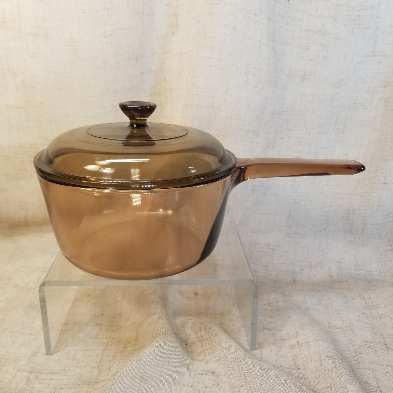 Pyrex Corning Ware Visions Amber Cookware 1.5 L Liter Saucepan Pot Lid Vtg EUC