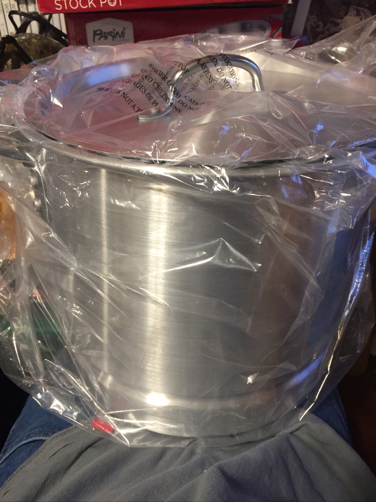 Parini Cookware – 16 + 12 Quart Aluminum Stock Pot with Lid and Steamer Rack Lot