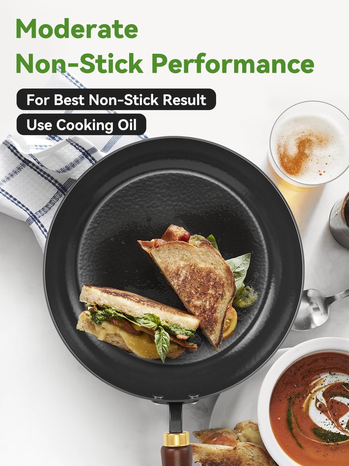 Carbon Steel Skillet, 11-Inch Nonstick Frying Pan, Season-Free Enameled Carbo…