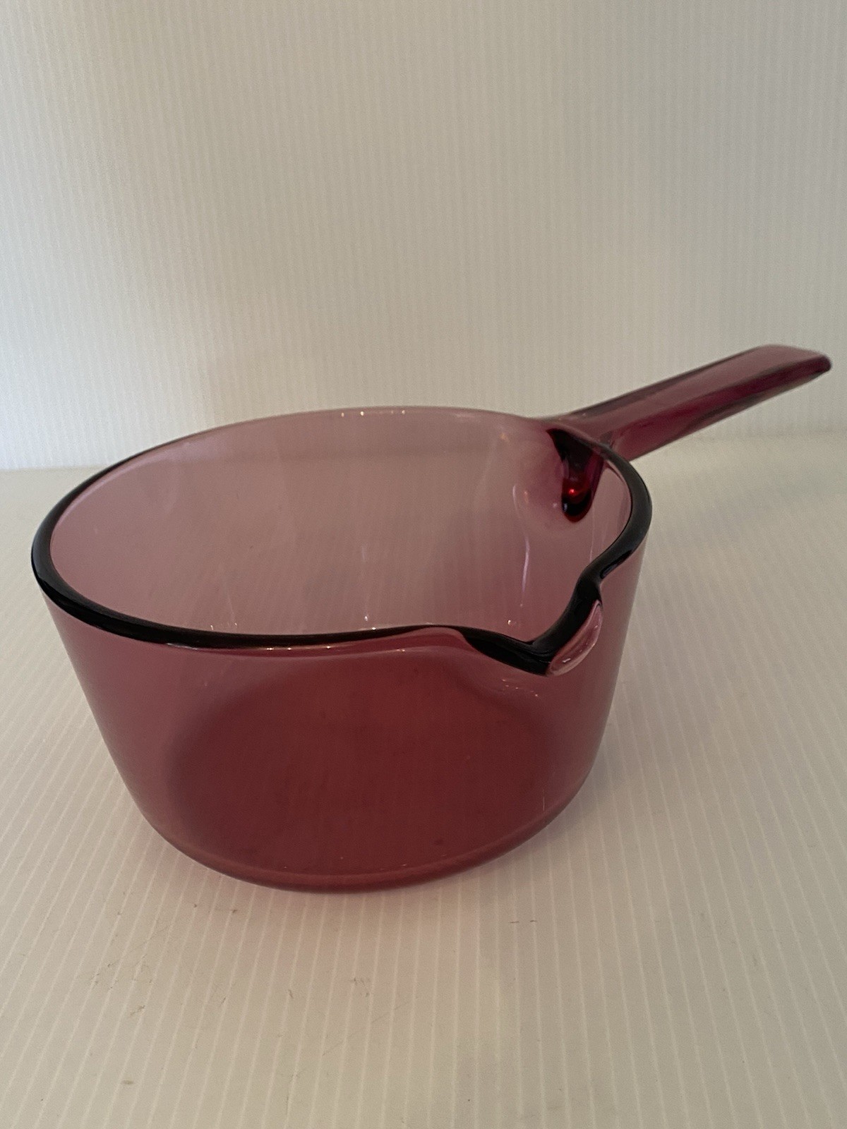 Vintage Corning Visions Cranberry 1L Saucepan Pot Glass Cookware w/ Spout No Lid