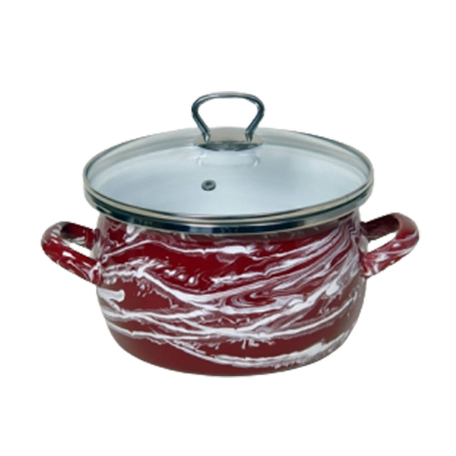 Enamel Stock Cooking Pot Glass Lid for Partyware – Shake Pale Burgundy, 3.2 Qt