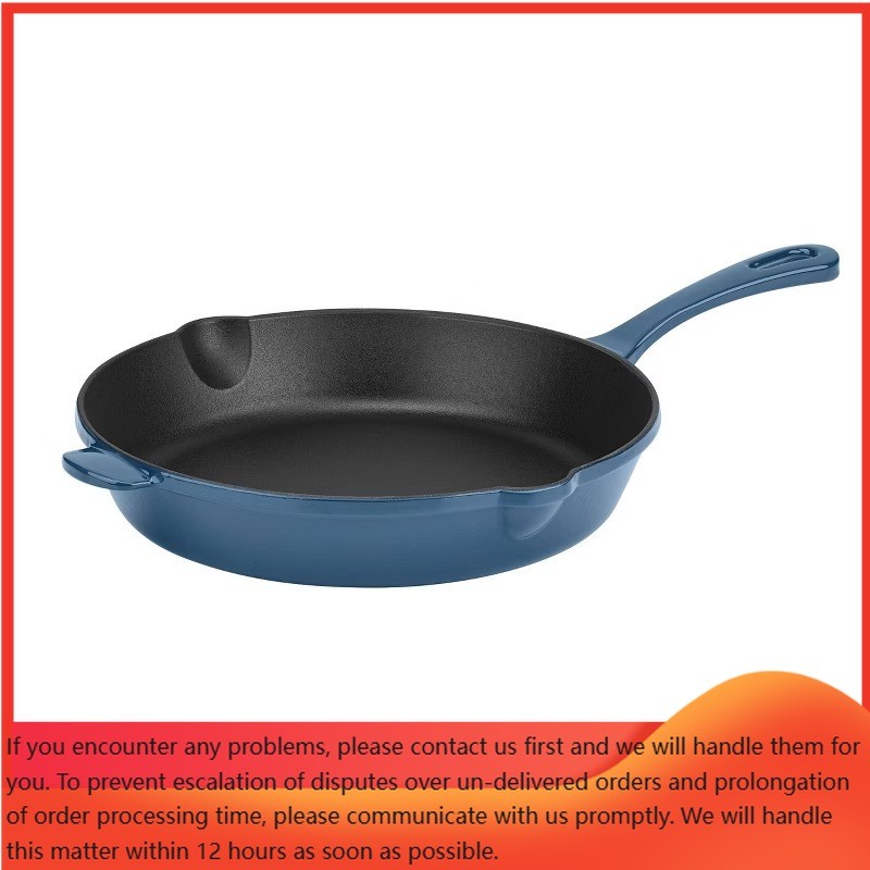Chef’s Classic 10″ Enameled Cast Iron Skillet CI22-24BG – Blue: Dishwasher &