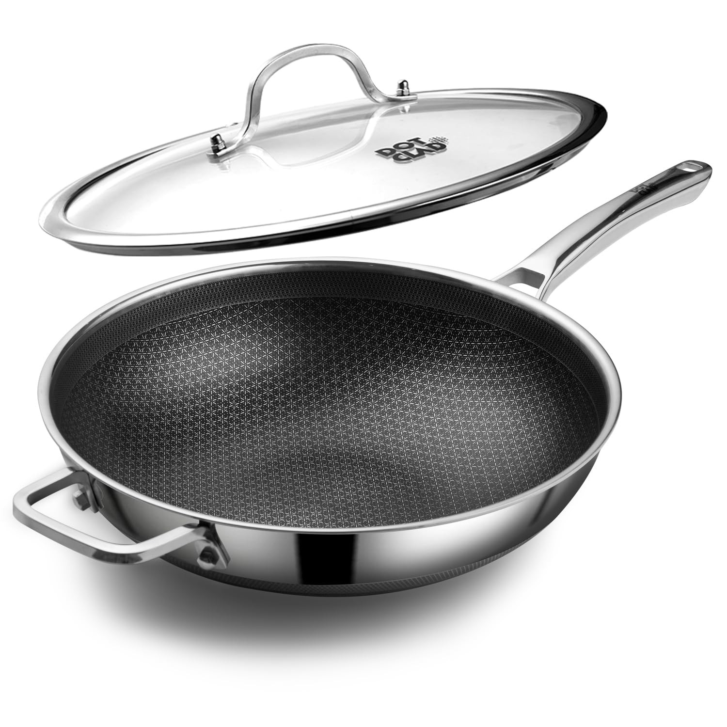 Wok pan,Hybrid 12 inch Wok with Lid, PFOA Free Cookware,non stick Stainless S…