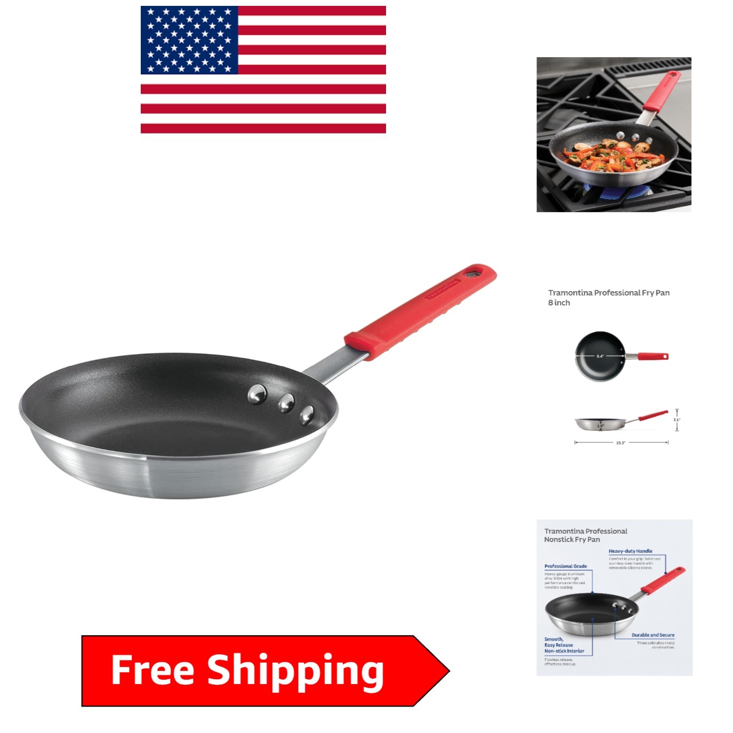 Versatile 8-Inch Fry Pan with Reinforced Non-Stick Coating and Ergonomic Handle