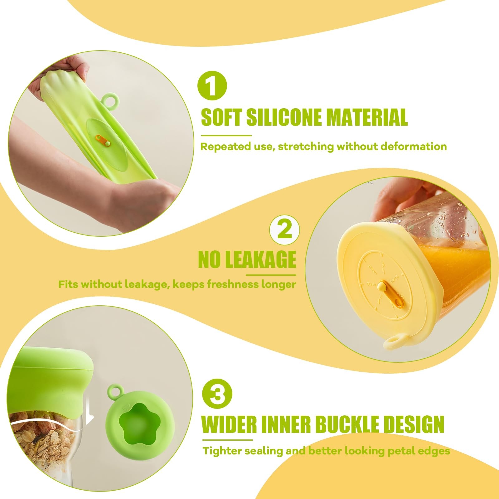 Silicone Stretch Lids Set for Food Storage, 6 Pcs Food-grade Reusable Sealing…