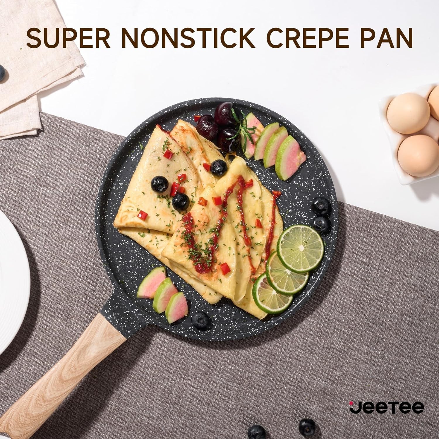 Crepe Pan Nonstick, 9.5 Inch Comales Para Tortillas Griddle Pan for Stove Top…