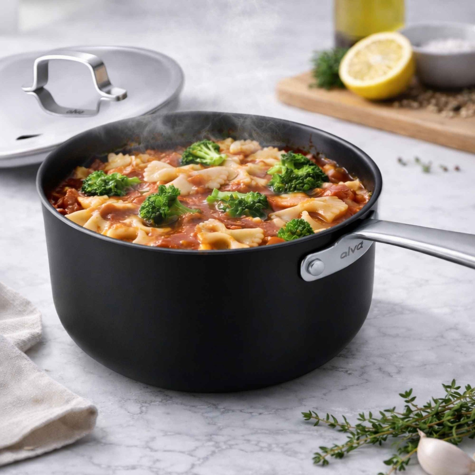 Alva Mastero 2-Quart Nonstick Saucepan with Lid, 7.1-Inch