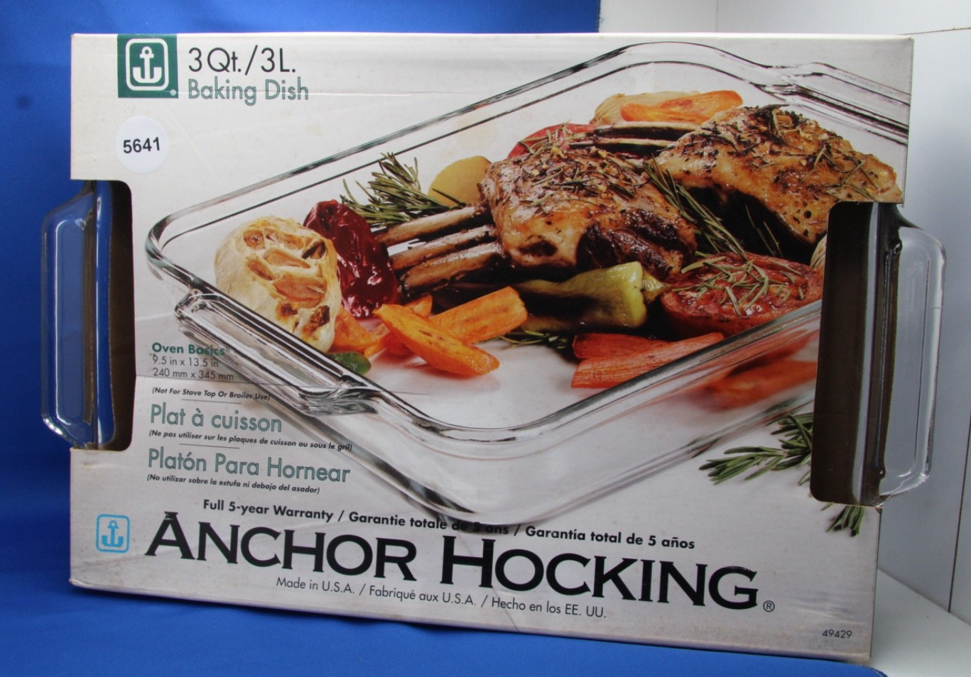 Anchor Hocking 3qt. Oven Basics 9″x13″ Rectangular Baking Dish Clear Glass USA