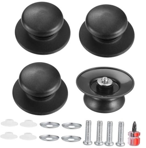 4 Pcs Universal Pot Lid Knobs, Pot Lid Handle Replacement, Pot Cover 4pcs-Black