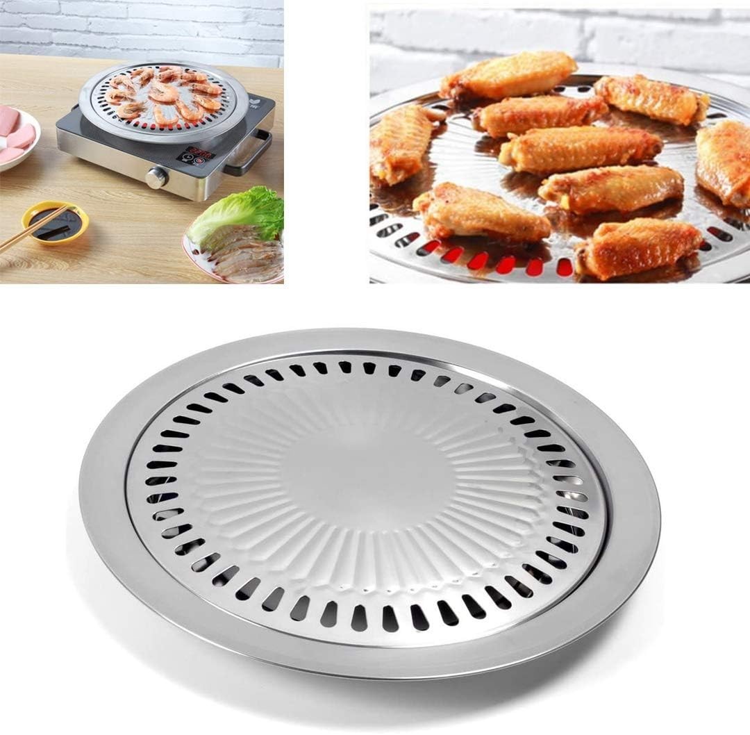 Saim Korean BBQ Grill Pan,Stainless Steel Non-Stick Roasting Smokeless Barbec…