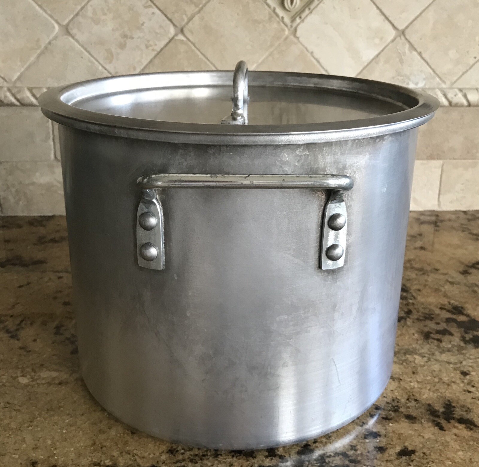 Vintage Mirro Aluminum 12 Qt Stock Pot With Lid #4012