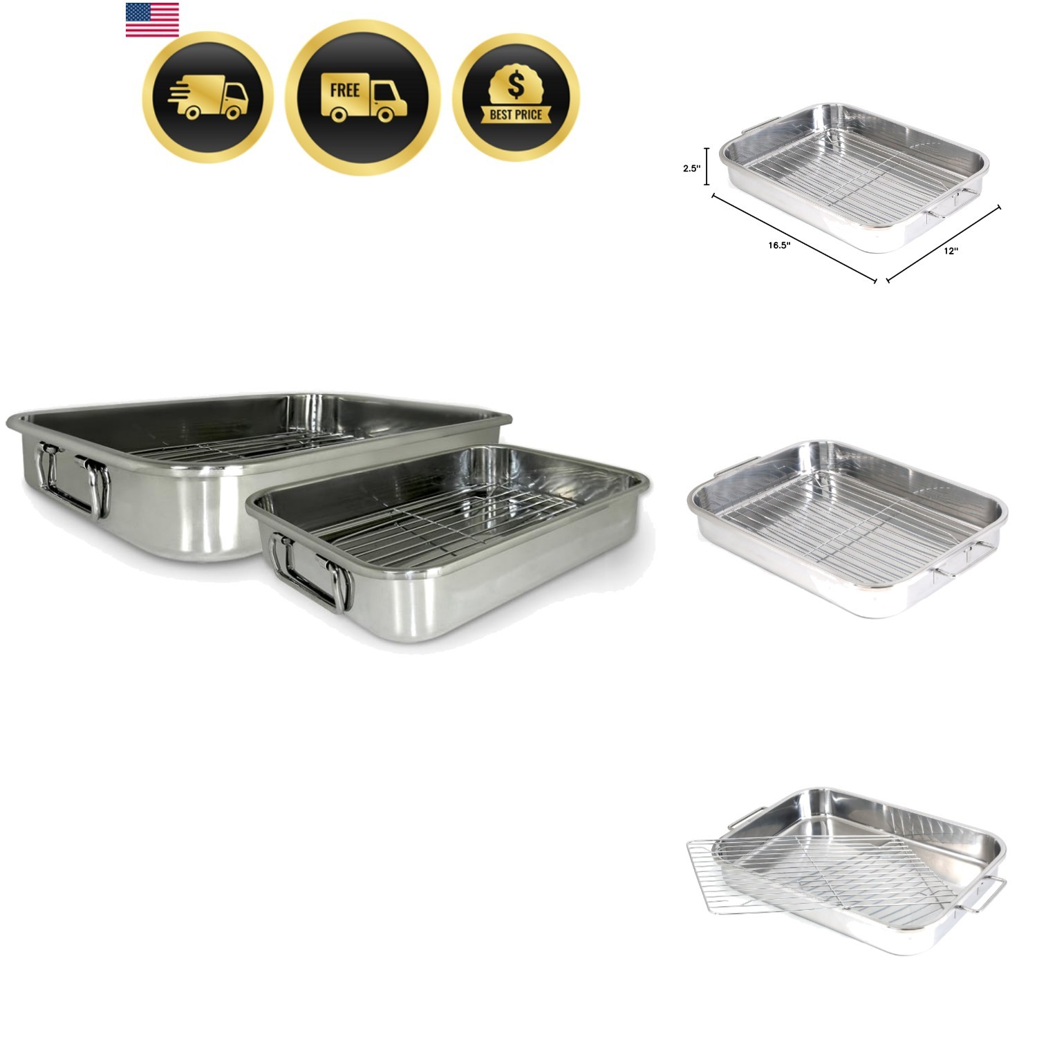 Cook Pro 4-Piece All-in-1 Lasagna and Roasting Pan