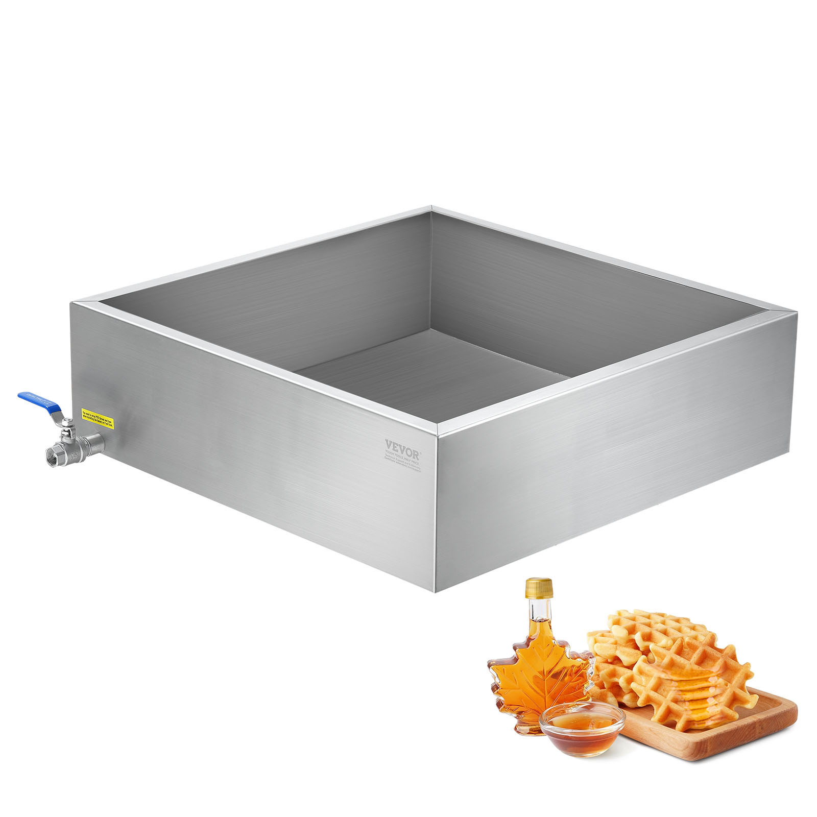 VEVOR Maple Syrup Evaporator Pan 24x24x7 Stainless with Valve for Home Outdoor