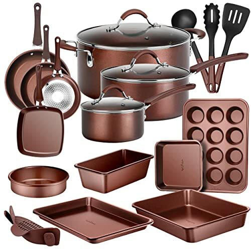 NutriChef NCCW20SBR 20-Piece Nonstick Kitchenware Pots & Pans Set