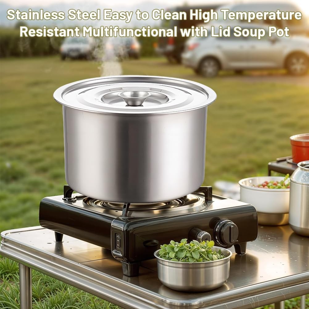 Stock Pot with Lid, Stainless Steel Heavy Duty Induction Cooking Pot