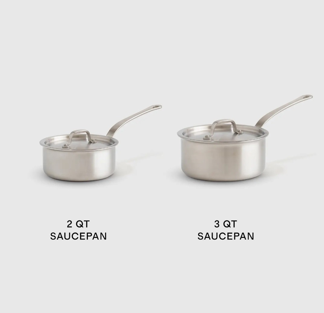 NWOT! Quince Set Of 2- 5ply Stainless Steel – 2qt & 3qt Saucepan/ Pots ! (SH)