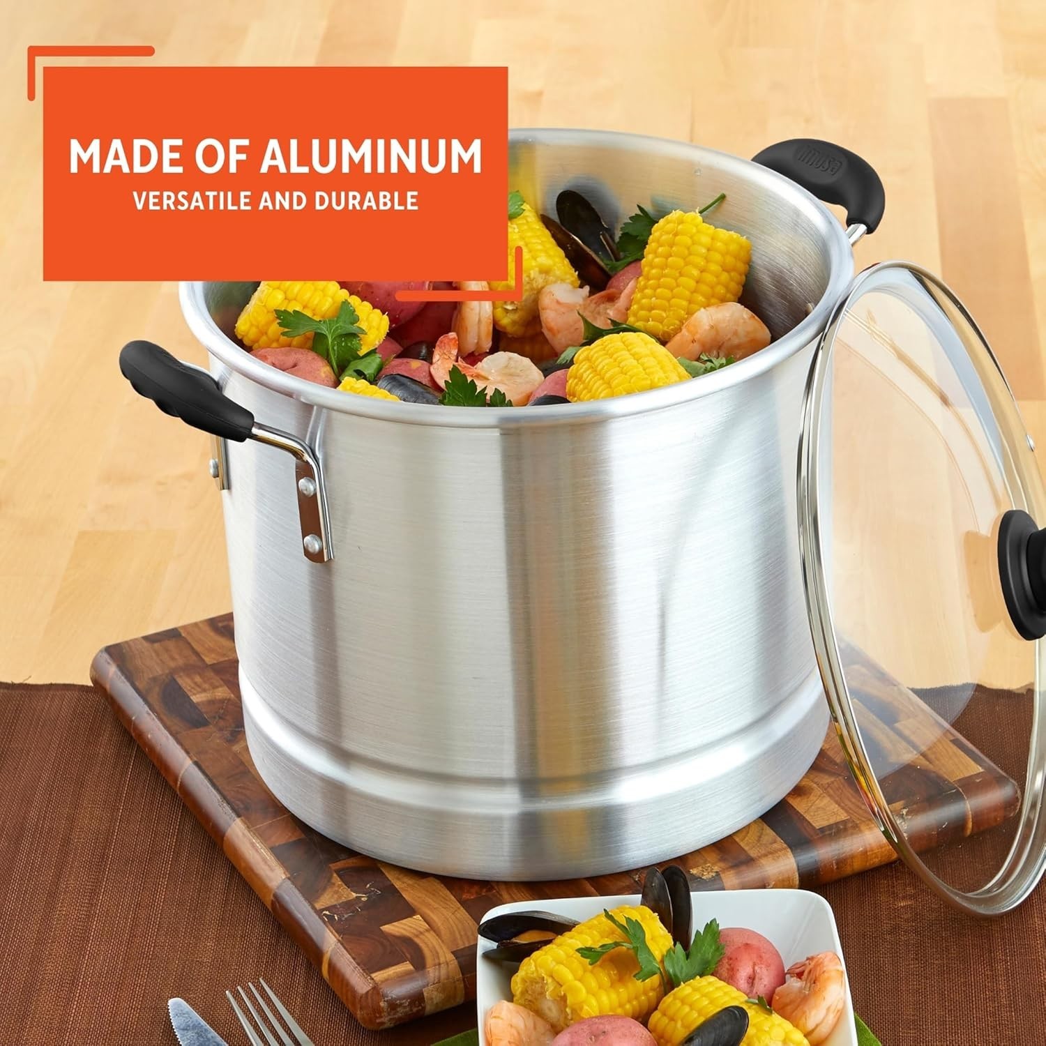 Versatile 20-Quart Steamer with Tempered Glass Lid – Cook Seafood and Vegetables