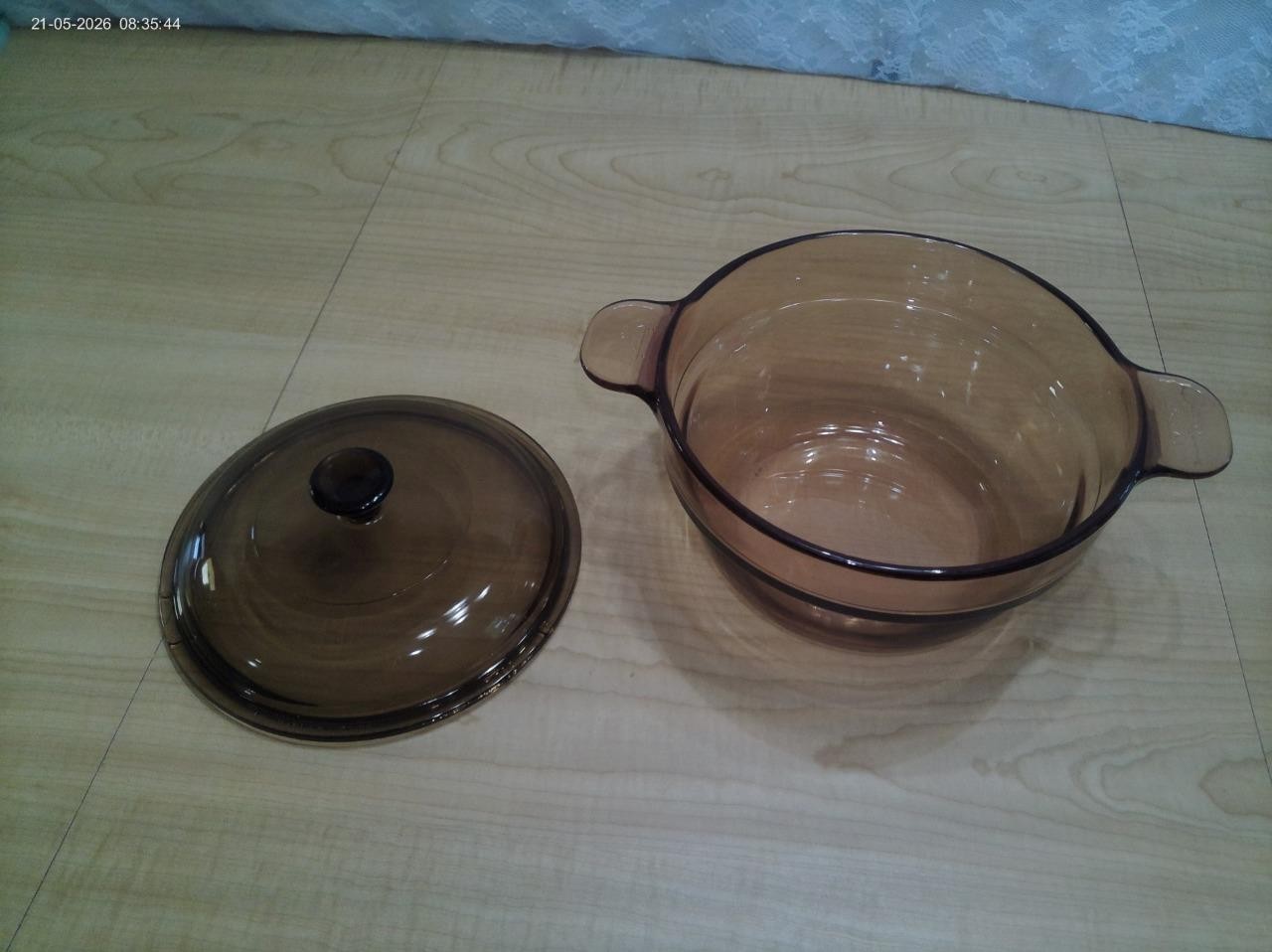 Corning Visions Ware Amber V-20-B Double Boiler Insert & Lid V1.5C Pyrex France