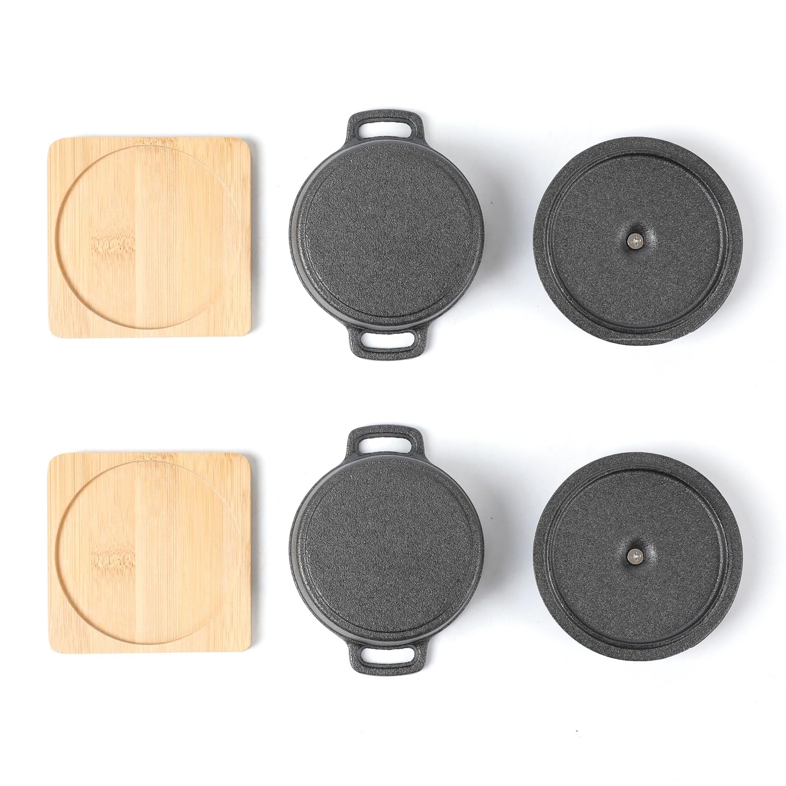 Hawok Cast Iron Sauce Pan Lid 270Ml/9.13Oz/1.08Cups Mini Dutch Oven Black Set