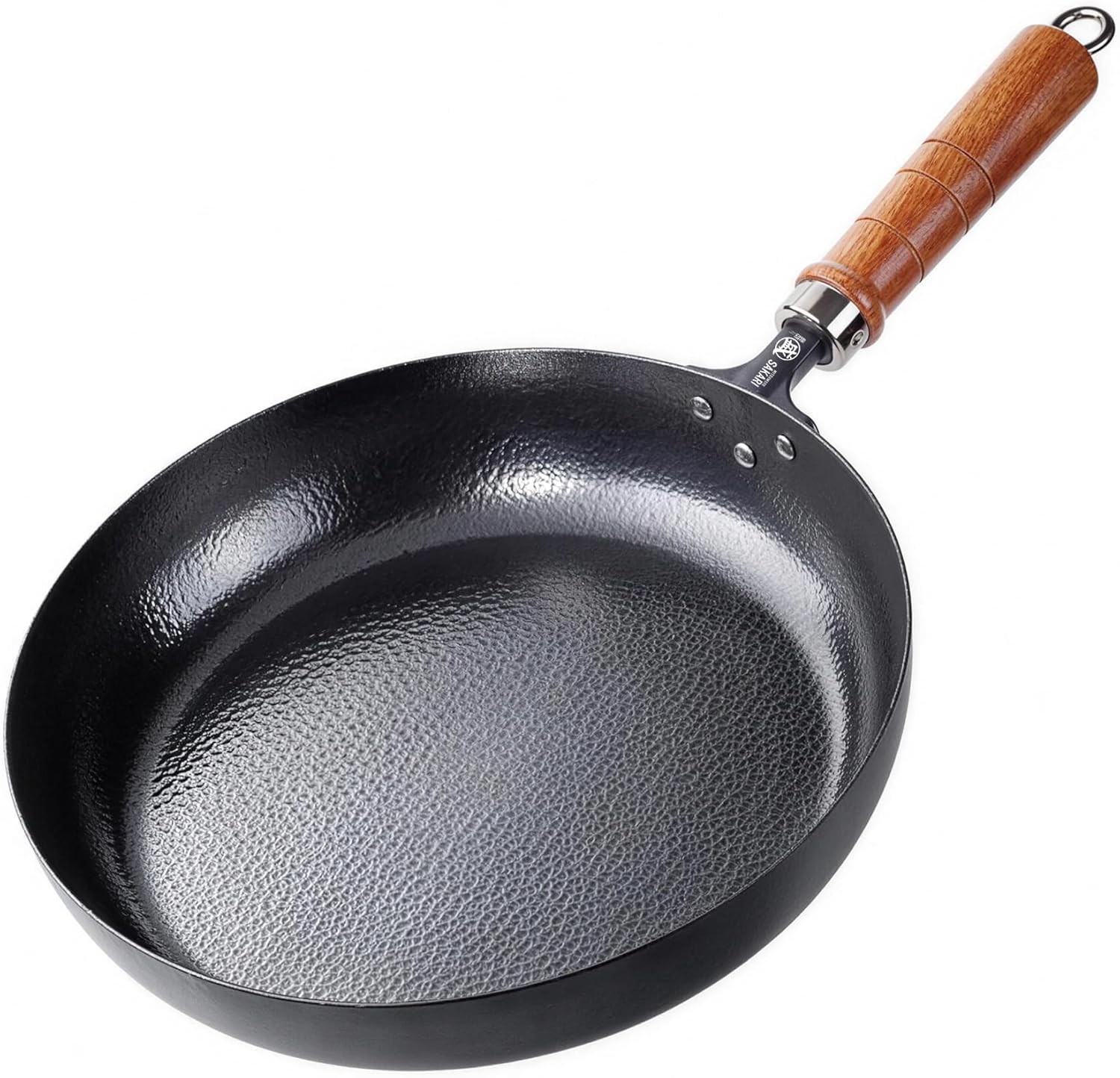 11-Inch Japanese Iron Skillet, Flat Bottom | No synthetic coating, hammered iron