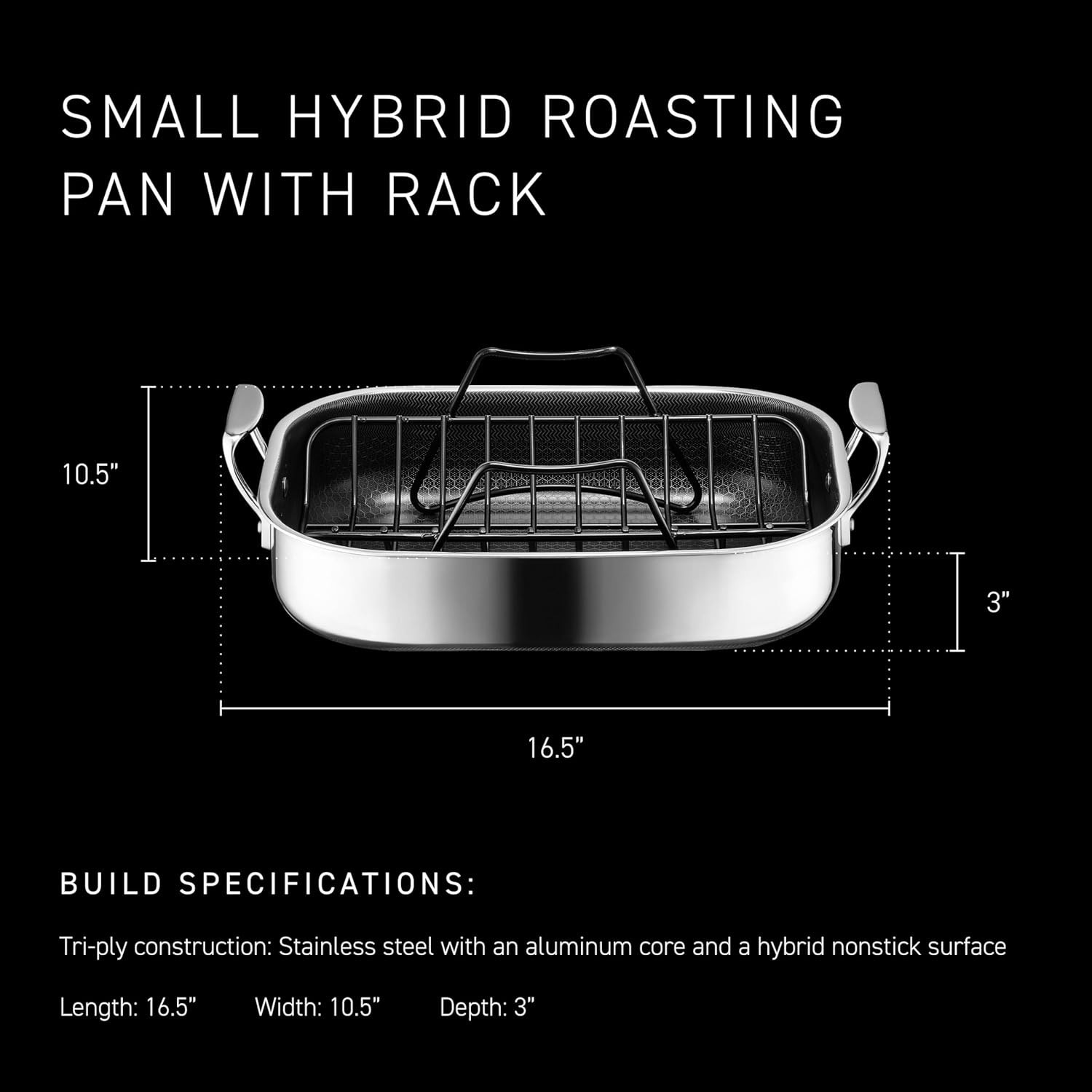 14 x 10 Inch Rectangular Nonstick Roasting Pan with Rack, Dishwasher-Friendly, O