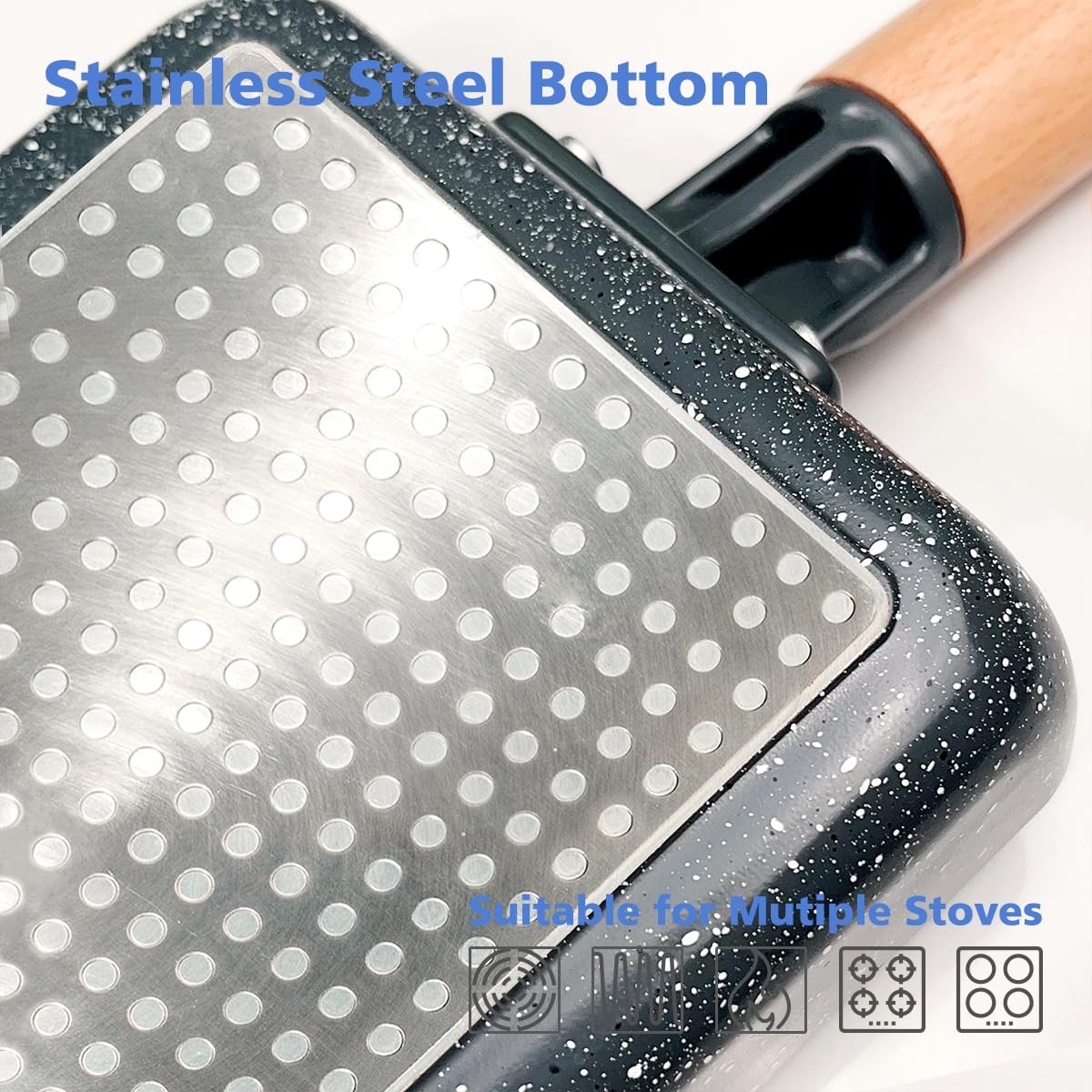 LISOS Ceramic Coating Square Japanese Tamagoyaki Omelette 5×7, Dark Gray