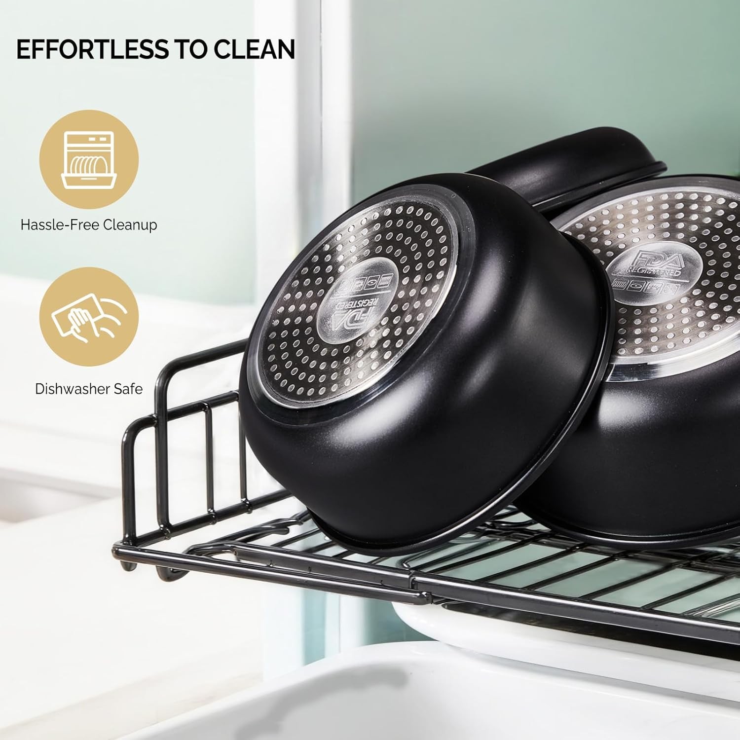 23 Pcs Cookware Set Nonstick Pots and Pans with Glass Lids, Dishwasher Safe