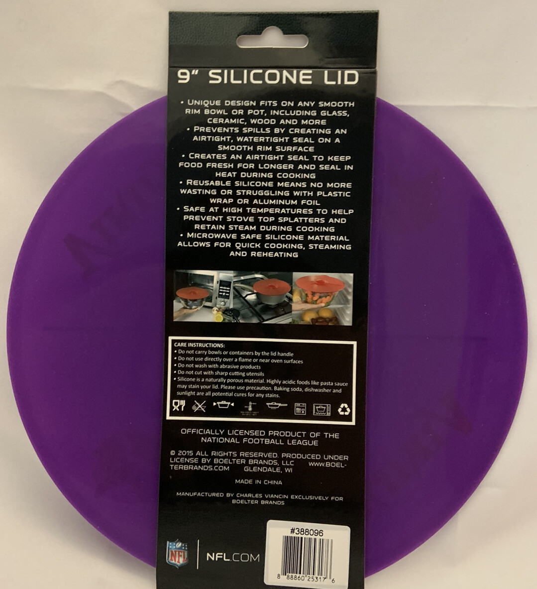 Minnesota Vikings 9″ Silicone Lid Bakeware Cookware Microwave Safe