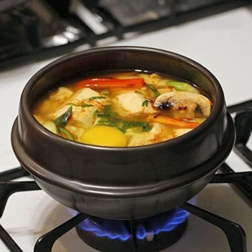Black Matte Stone Korean Dolsot Round Bowl