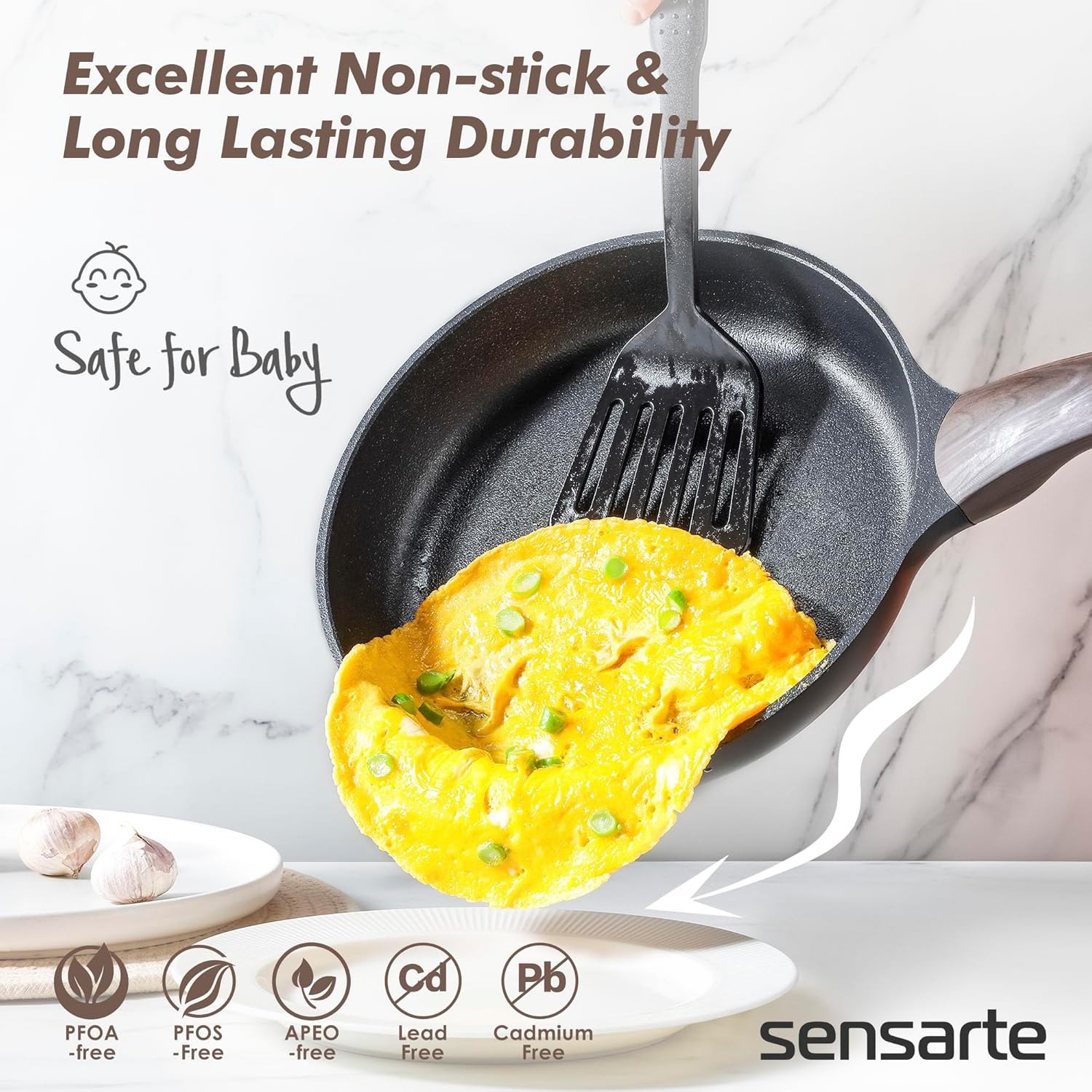 SENSARTE Pots and Pans Set Non stick, Non toxic Healthy Induction Cookware Sets,