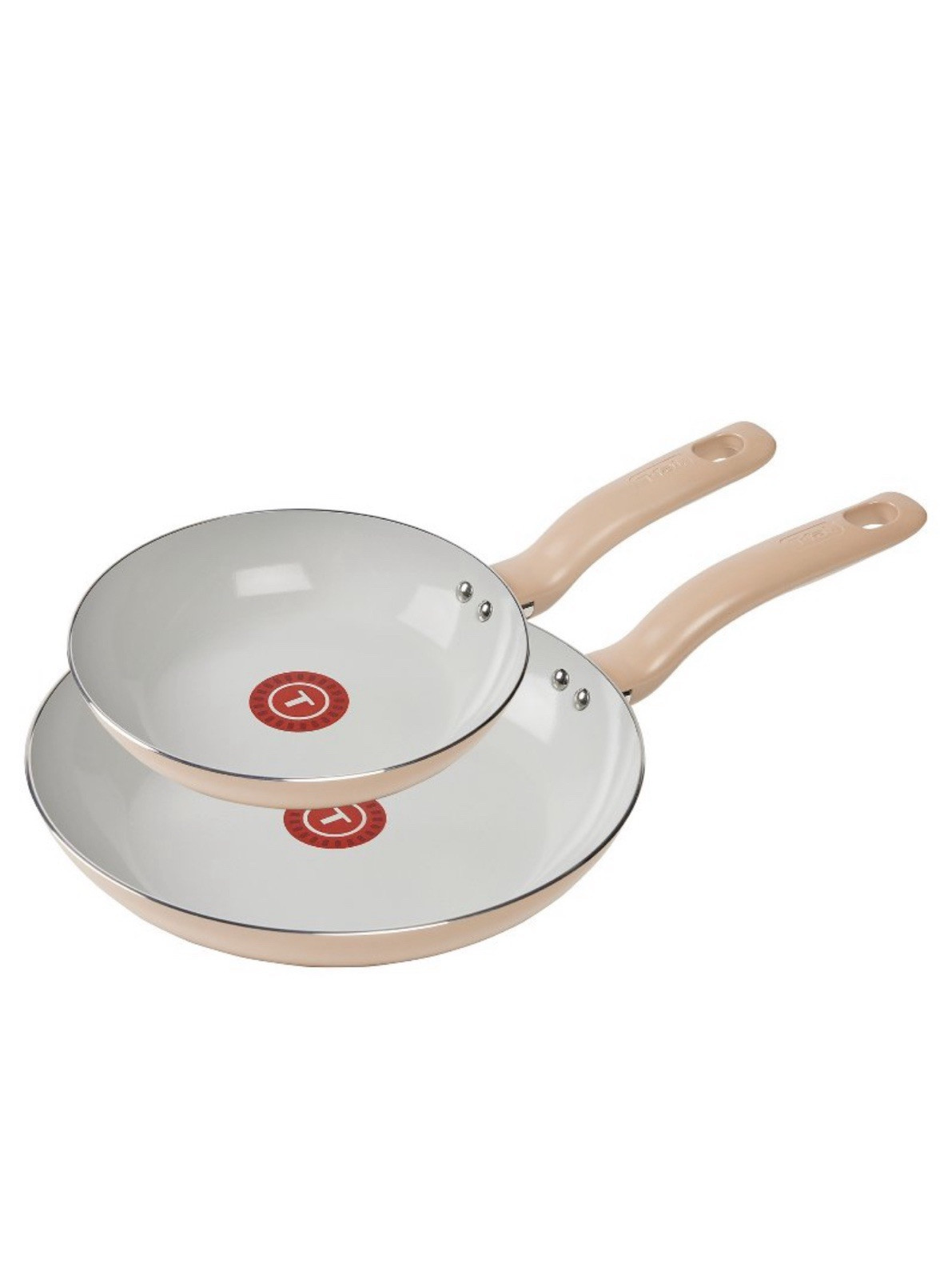T-Fal 2pk Simply Cook Ceramic Fry Pan Beige