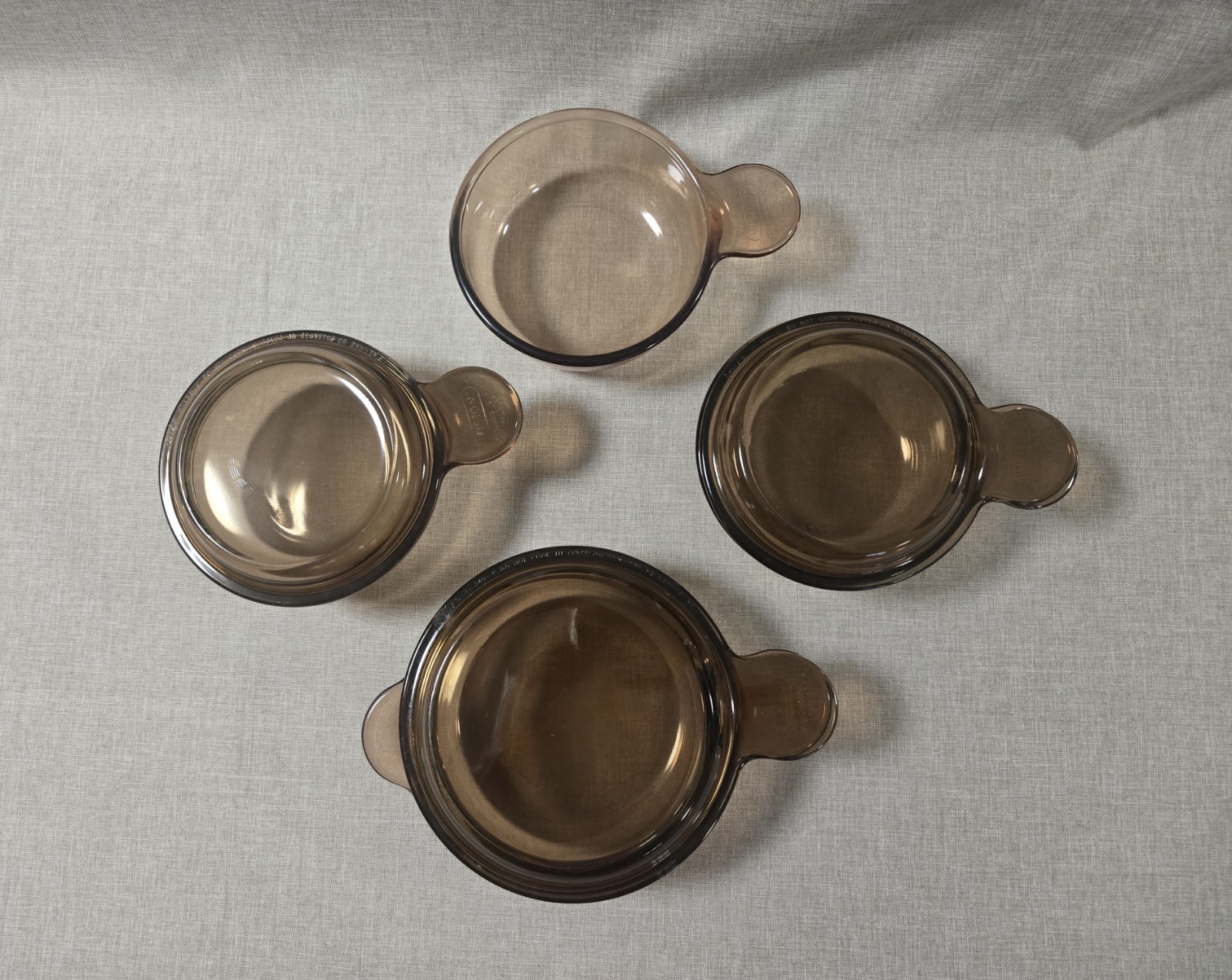 Vision Corning Ware Grab It Amber Brown Mini V-240-B And V-150-B With Lids