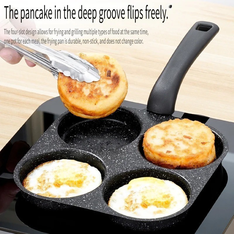 4 Hole Nonstick Omelette Pan Egg Frying Pan Breakfast Egg Burger Maker