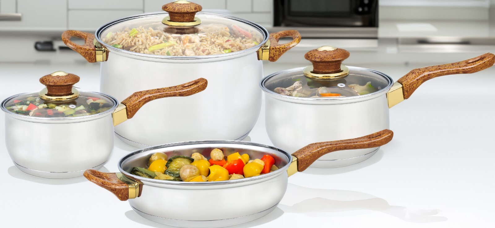 7 Pcs Stainless Steel Cookware Set Pots And Pans, Silver