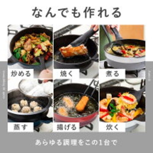 Remy RemyPan Plus 24cm Deep Frying Pan Navy + Spatula Lid IH Gas Japan