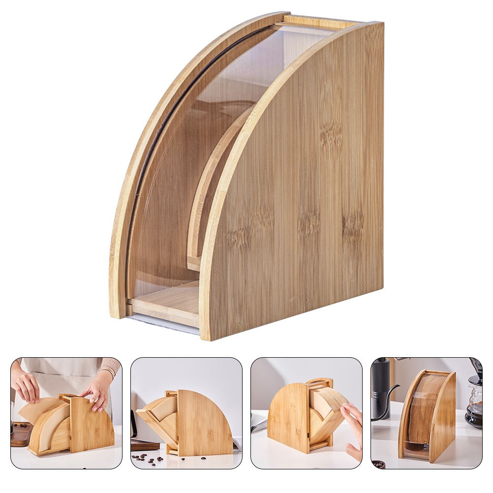 Coffee Filter Storage Holder in Khaki for Home Use with Neat Paper Organization