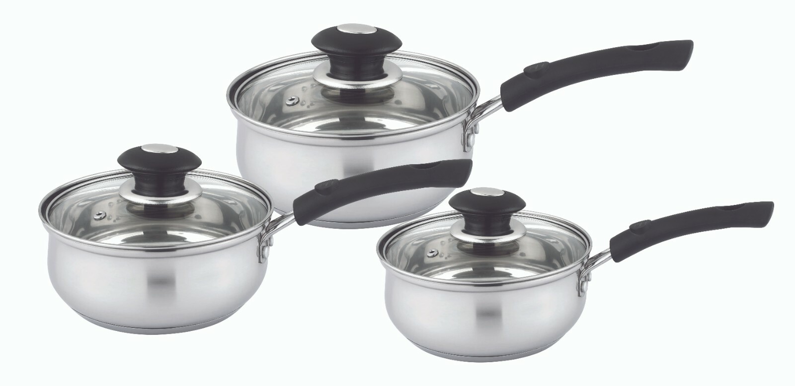 Stainless Steel Sauce Pan With Glass Lid, 1,1.6,2.3 Quarts