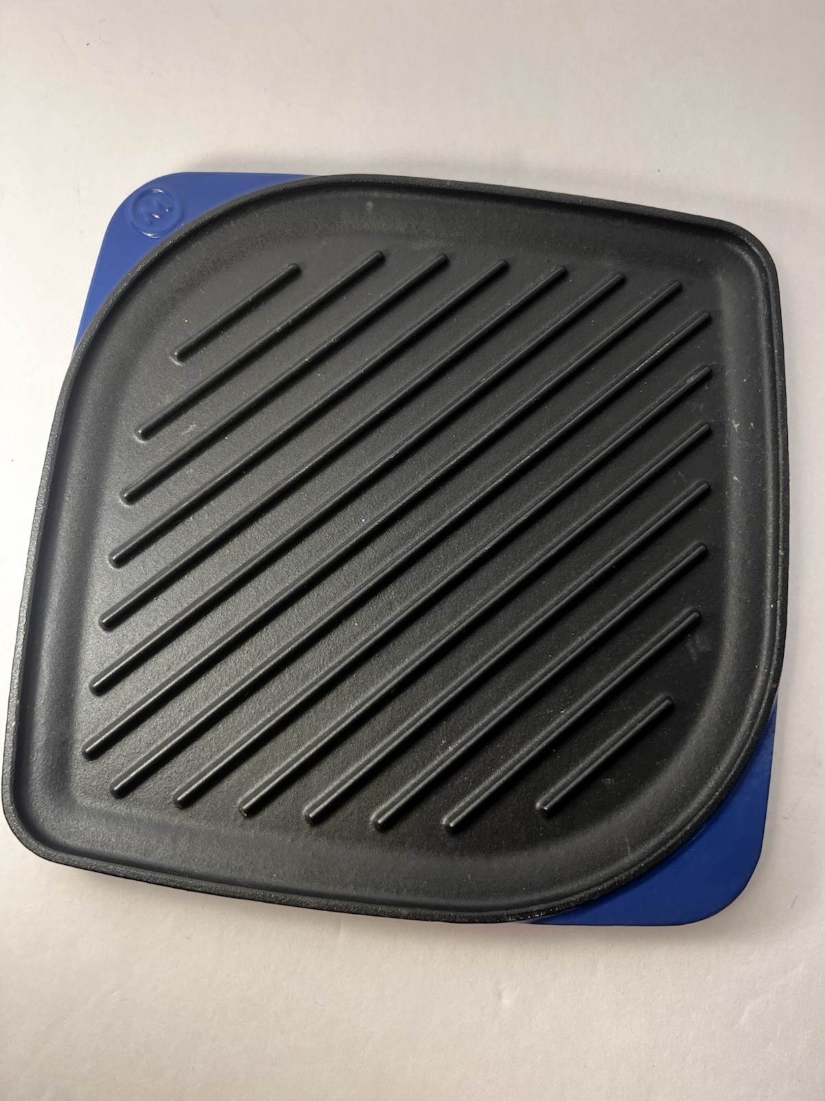 MARIO BATALI Enameled Cast Iron 11” Square Reversible Grill Blue